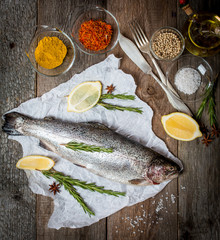 fresh trout with spices and seasonings