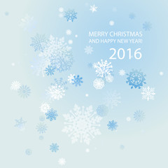 cute Merry Christmas and happy new year card 2016