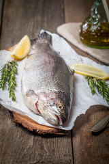 fresh trout with spices and seasonings