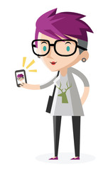 mujer joven tomándose fotografías con su teléfono 