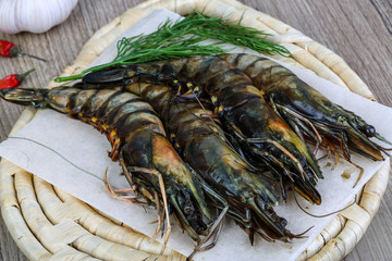 Raw tiger shrimps