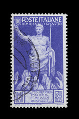 il Bimillenario dell'imperatore Augusto commemorato in un francobollo italiano usato 
