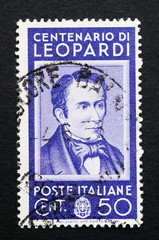 Giacomo Leopardi commemorato in un francobollo italiano usato 