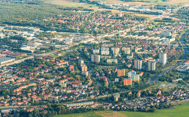 Fototapeta na wymiar Skyline Erlangen Bruck Luftaufnahme