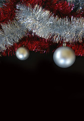 Christmas decoration composition tinsel and baubles