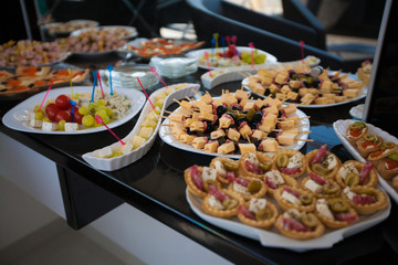 delicious holiday snacks on the table, the food is gourmet