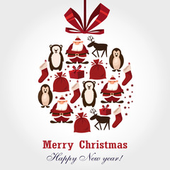 stylized Christmas ball. card. vector illustration.