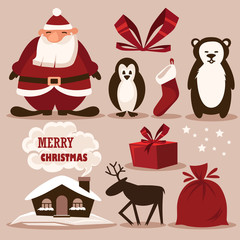 Christmas cartoon set. vector illustration