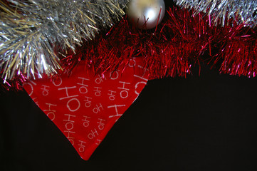 Christmas decoration composition bunting and tinsel
