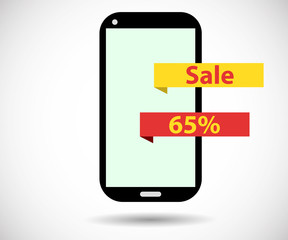 Sale of 65 percent. Online shopping. Cyber Monday.