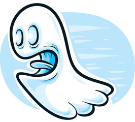 Naklejka premium A cartoon of a happy, friendly ghost with a cheery smile.