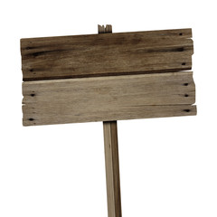 Old  wood sign isolated on white background