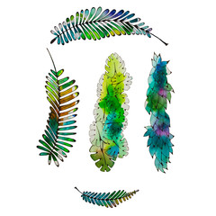 Watercolor tropical leaves