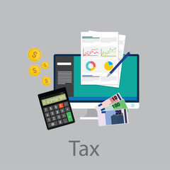 Fototapeta premium pay tax taxes money icon income taxation currency calculating