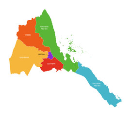 Eritrea Map Regions Colored Vector