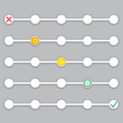 Progress indicator.Set of step by step progress bar