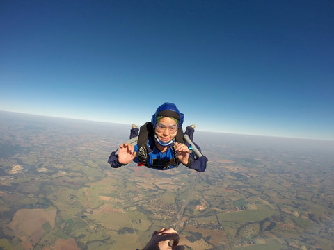 Skydiving Brave Woman