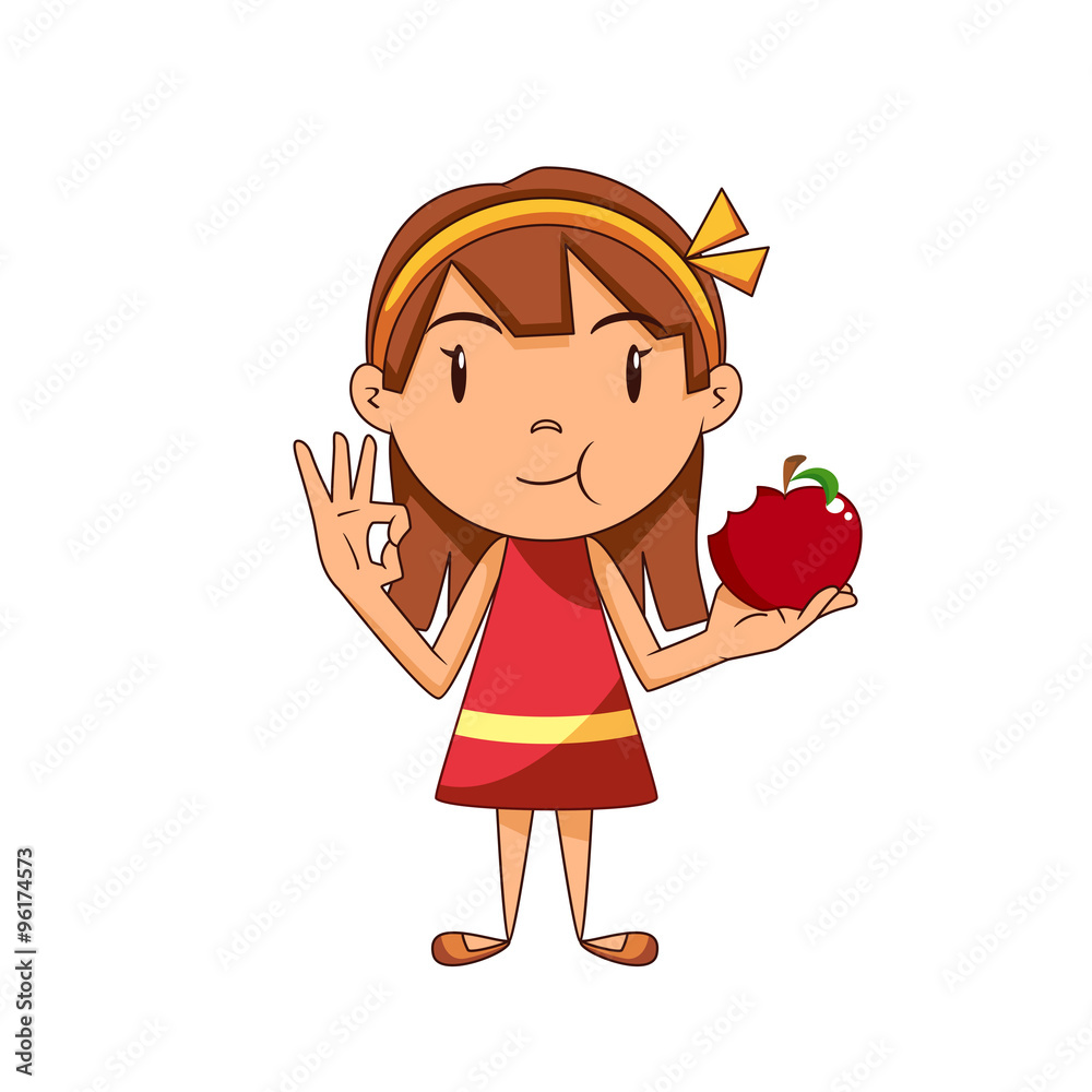 Poster Girl eating red apple