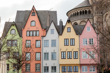 Fototapeta na wymiar Old colorful houses in the city Cologne in Germany