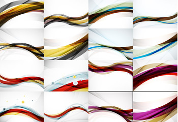 Set of abstract backgrounds, smooth blurred waves