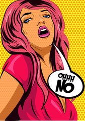 Pop Art Woman say no. Vector illustration.