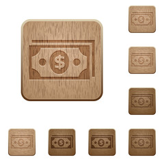 Dollar banknotes wooden buttons