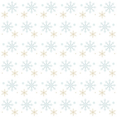 Vector of Snow Flakes Seamless Pattern on White Background for Christmas and Winter