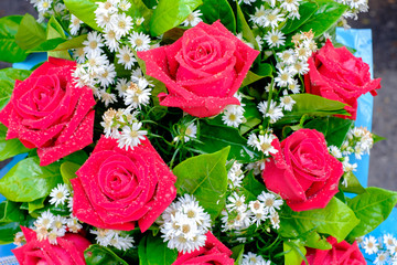 Bouquet of roses sold in the market