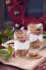 Gingerbread granola parfait with yogurt
