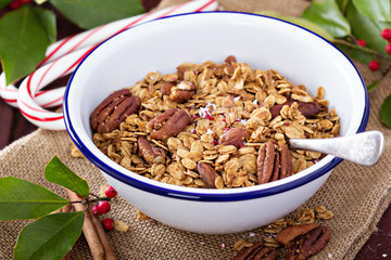 Homemade gingerbread granola