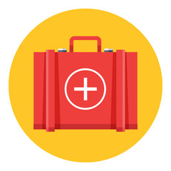 First aid kit icon. Survival box icon. Detailed medical bag logo concept. Medical flat icon isolated on white background. Vector icon