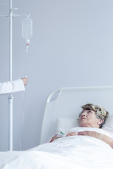 Obraz na płótnie Canvas Patient with intravenous drip