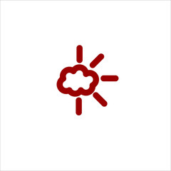 Colored sun behind the cloud line vector icon