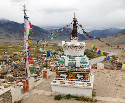 View of Stupa in Padum village Zanskar monastery
