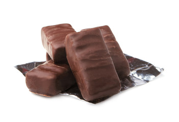 Chocolate candy isolated on white
