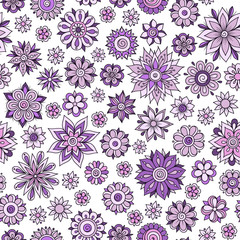 Vector seamless floral pattern with flowers and leaves