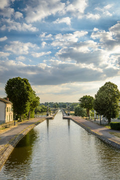 Briare, France, Bridge-canal intersection with Loire river