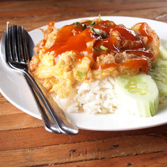 Tasty Omelet and rice,Thai menu