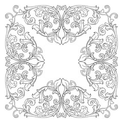 Fototapeta premium Vintage baroque frame scroll ornament engraving border floral retro pattern antique style acanthus foliage swirl decorative design element filigree calligraphy vector | damask - stock vector