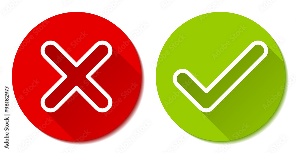 Poster flat line cross & check icons, buttons