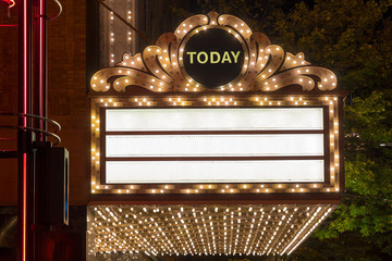 Marquee Lights at Broadway Theater Exterior - obrazy, fototapety, plakaty