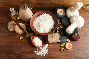 Beautiful spa composition on table close up
