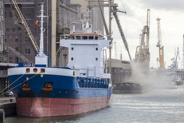 Massengutfrachter im Hafen von Antwerpen, Belgien