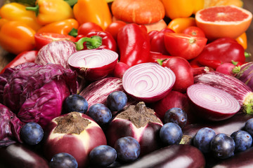 Bright close-up background of fruit and vegetables