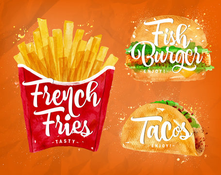 Set French fries orange