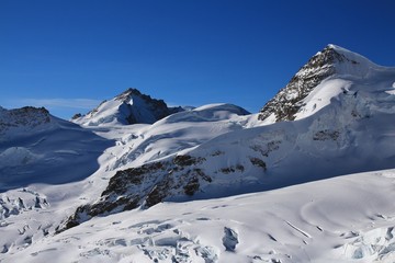 Fototapeta na wymiar High mountains Mt Gletscherhorn and Mt Rottalhorn