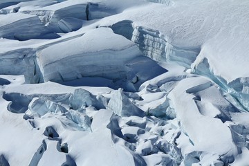 Fototapeta na wymiar Large crevasses and seracs on the Aletsch Glacier