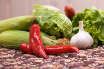 Group of organic vegetables