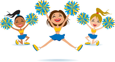 Cartoon cheerleaders show team spirit