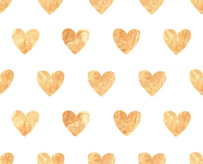 Seamless pattern with golden hearts
